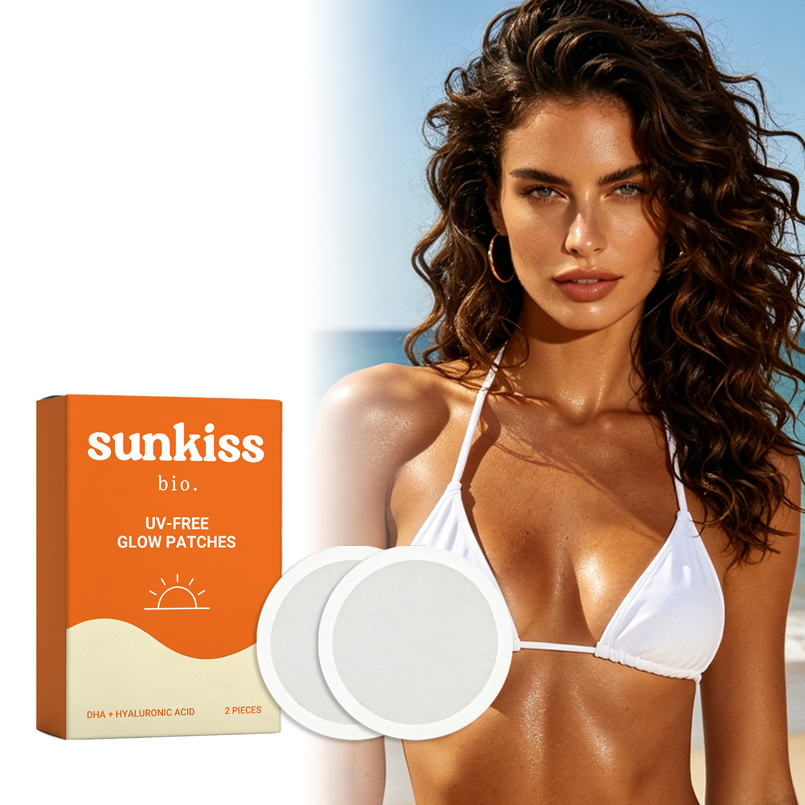 Hyaluronic Acid Sunless Tanning Patches Summer Daily Outdoor Beach Sun Free Bronze Skin Tone Glossy Finish Natural Shade Care