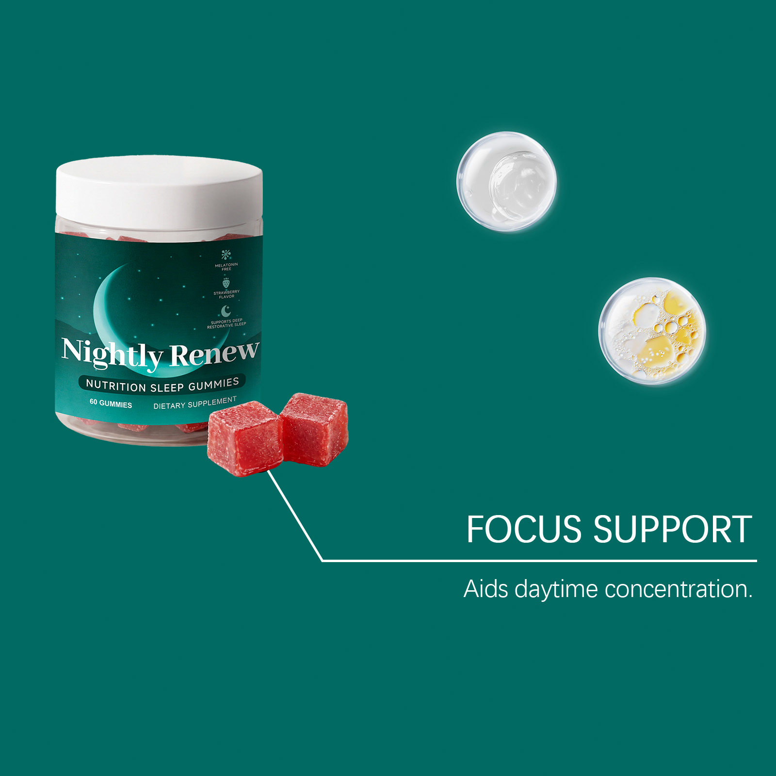 Sleep Gummy Daily Mild Nourish Soothe Night Rest Easy Eat Body Nutrition Supplement Comfort Support Gentle Care Healthy Internal Supply