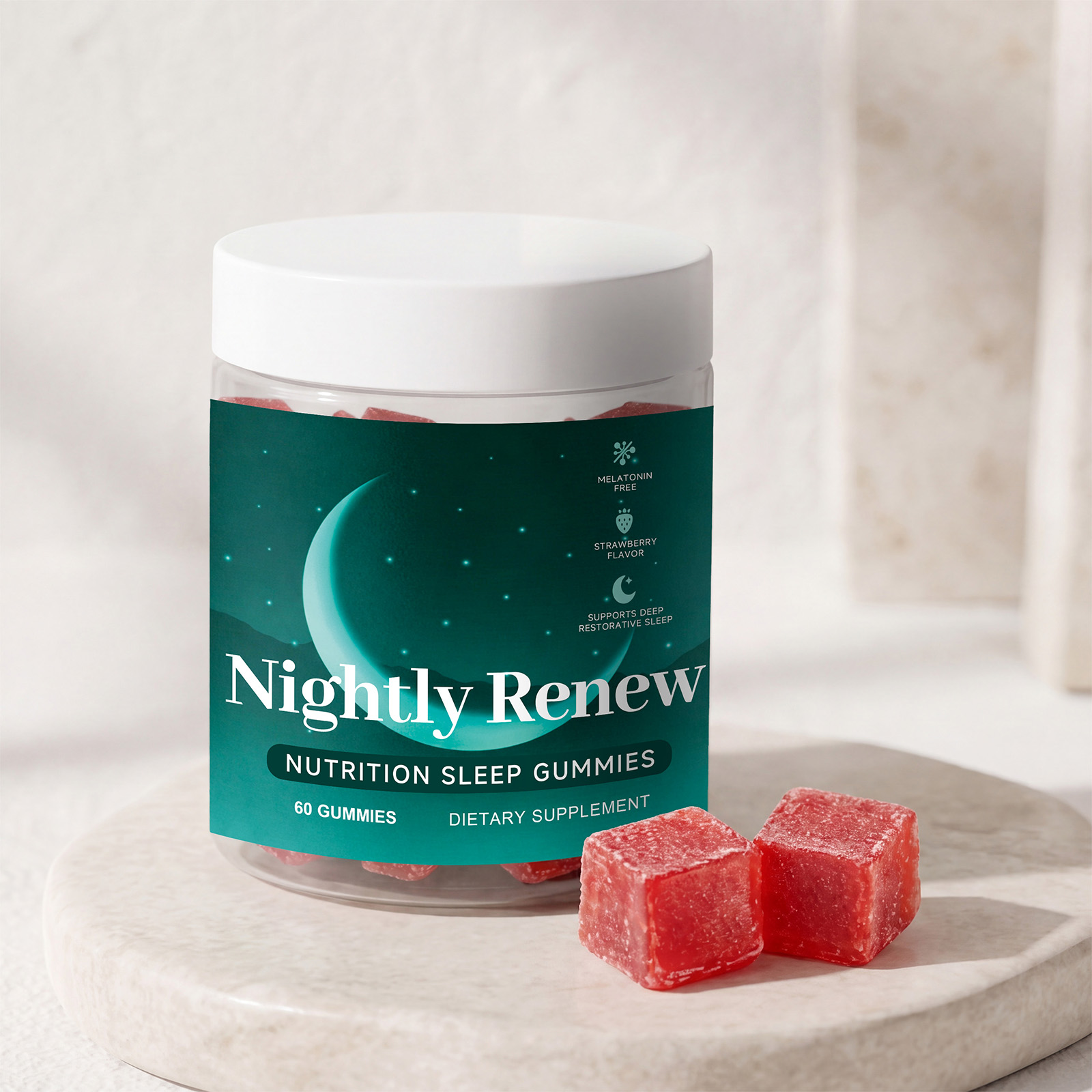 Sleep Gummy Daily Mild Nourish Soothe Night Rest Easy Eat Body Nutrition Supplement Comfort Support Gentle Care Healthy Internal Supply