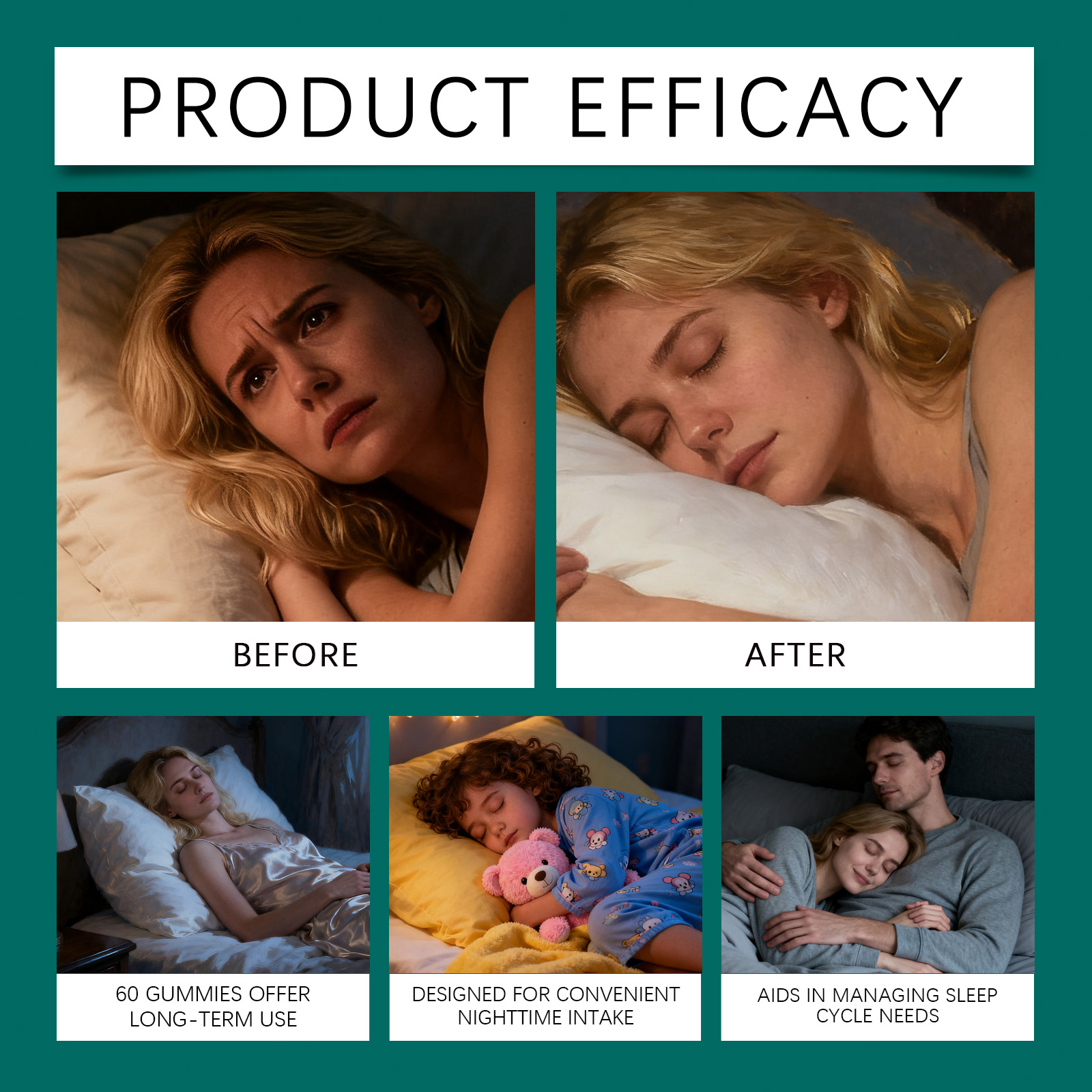 Sleep Gummy Daily Mild Nourish Soothe Night Rest Easy Eat Body Nutrition Supplement Comfort Support Gentle Care Healthy Internal Supply