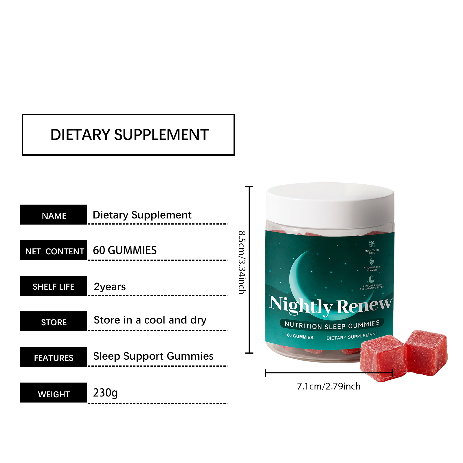 Sleep Gummy Daily Mild Nourish Soothe Night Rest Easy Eat Body Nutrition Supplement Comfort Support Gentle Care Healthy Internal Supply