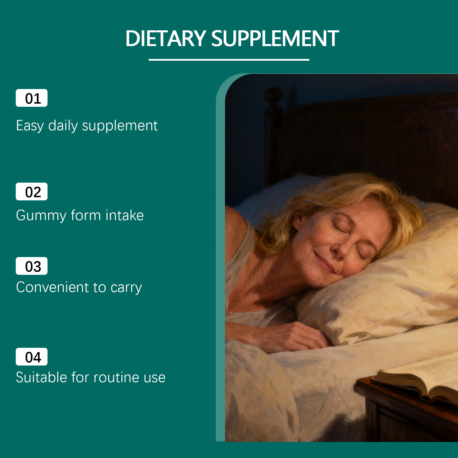 Sleep Gummy Daily Mild Nourish Soothe Night Rest Easy Eat Body Nutrition Supplement Comfort Support Gentle Care Healthy Internal Supply