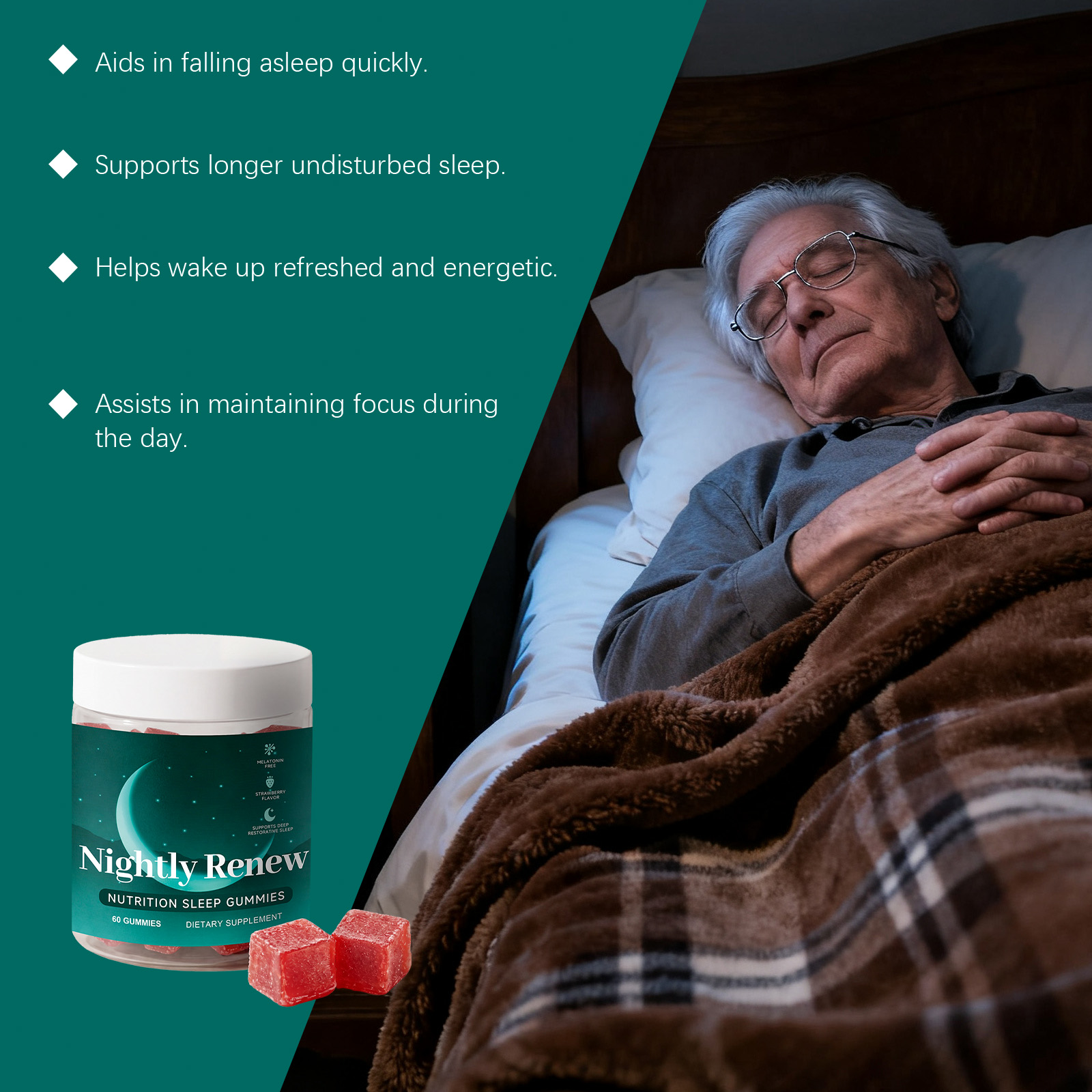 Sleep Gummy Daily Mild Nourish Soothe Night Rest Easy Eat Body Nutrition Supplement Comfort Support Gentle Care Healthy Internal Supply