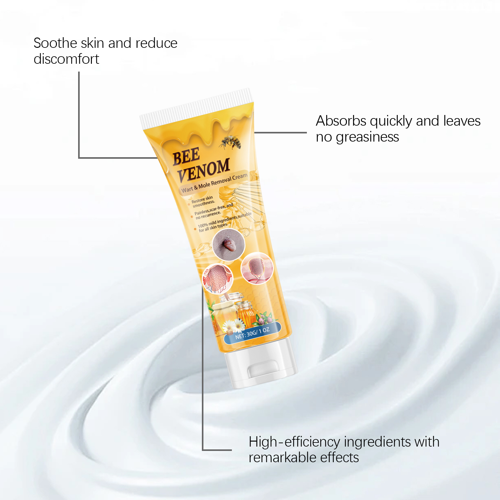 Bee Venom Skin Remove Wart Cream Mild Clean Repair Smooth Nourish Moisturize Skin Tissue