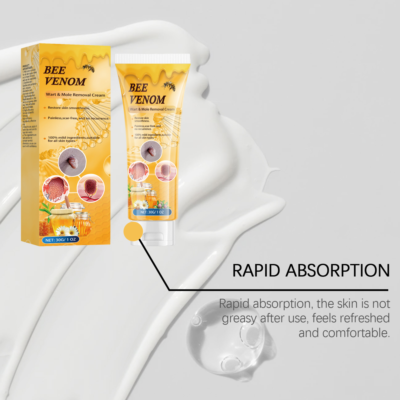 Bee Venom Skin Remove Wart Cream Mild Clean Repair Smooth Nourish Moisturize Skin Tissue