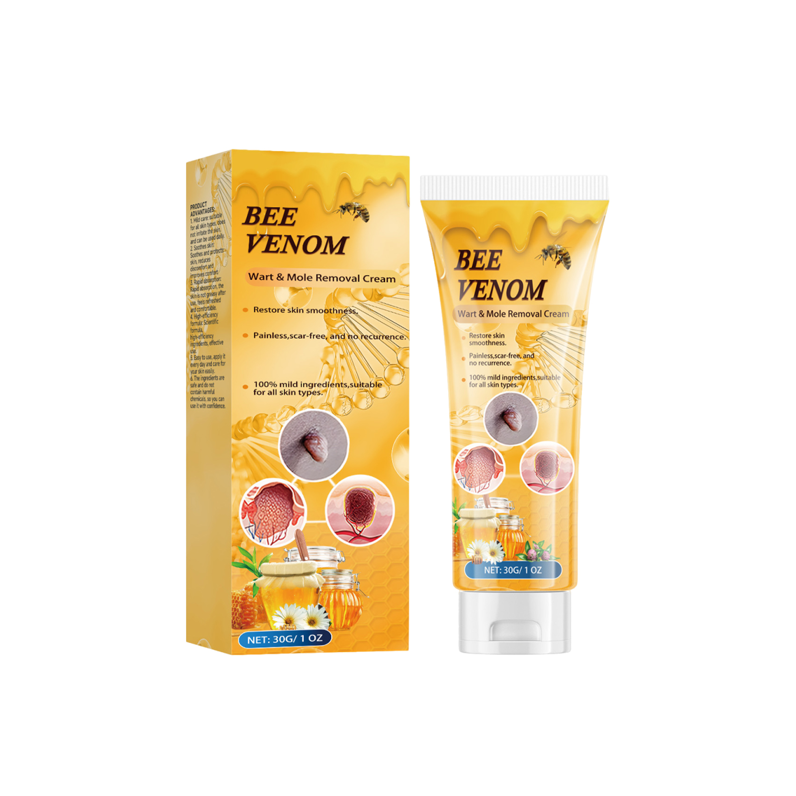 Bee Venom Skin Remove Wart Cream Mild Clean Repair Smooth Nourish Moisturize Skin Tissue