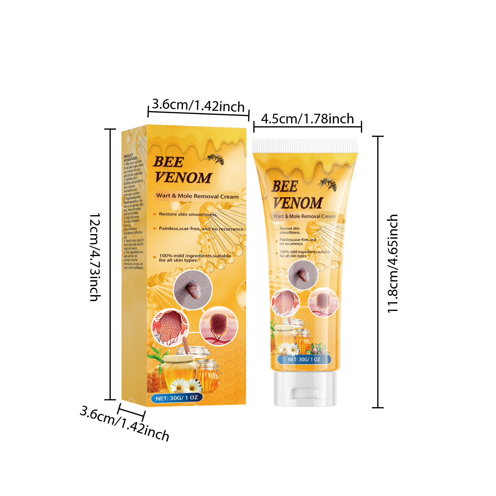 Bee Venom Skin Remove Wart Cream Mild Clean Repair Smooth Nourish Moisturize Skin Tissue