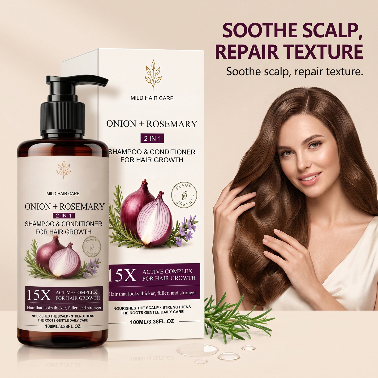 Hair Moisturizing Shampoo Mild Formula Gentle Care Smooth Strands Fluffy Fresh Non Greasy Scalp Hair