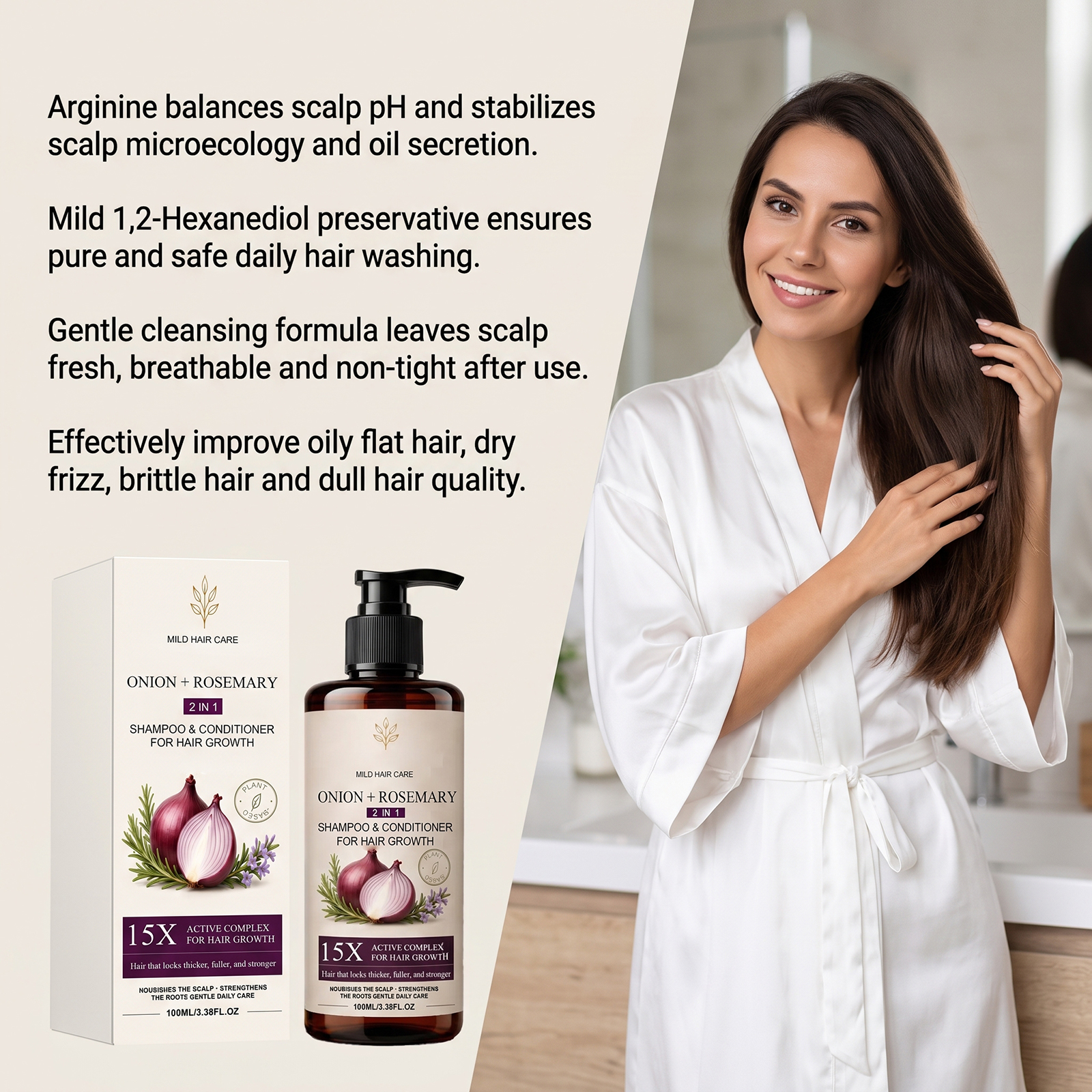 Hair Moisturizing Shampoo Mild Formula Gentle Care Smooth Strands Fluffy Fresh Non Greasy Scalp Hair