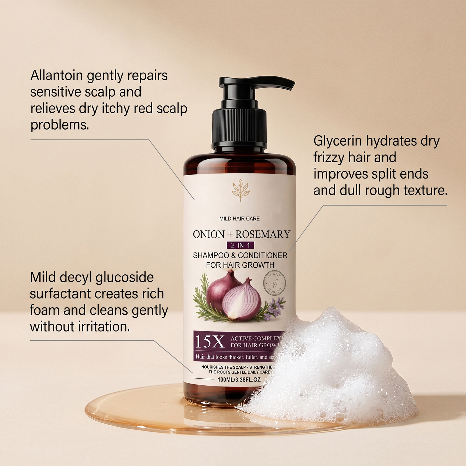 Hair Moisturizing Shampoo Mild Formula Gentle Care Smooth Strands Fluffy Fresh Non Greasy Scalp Hair