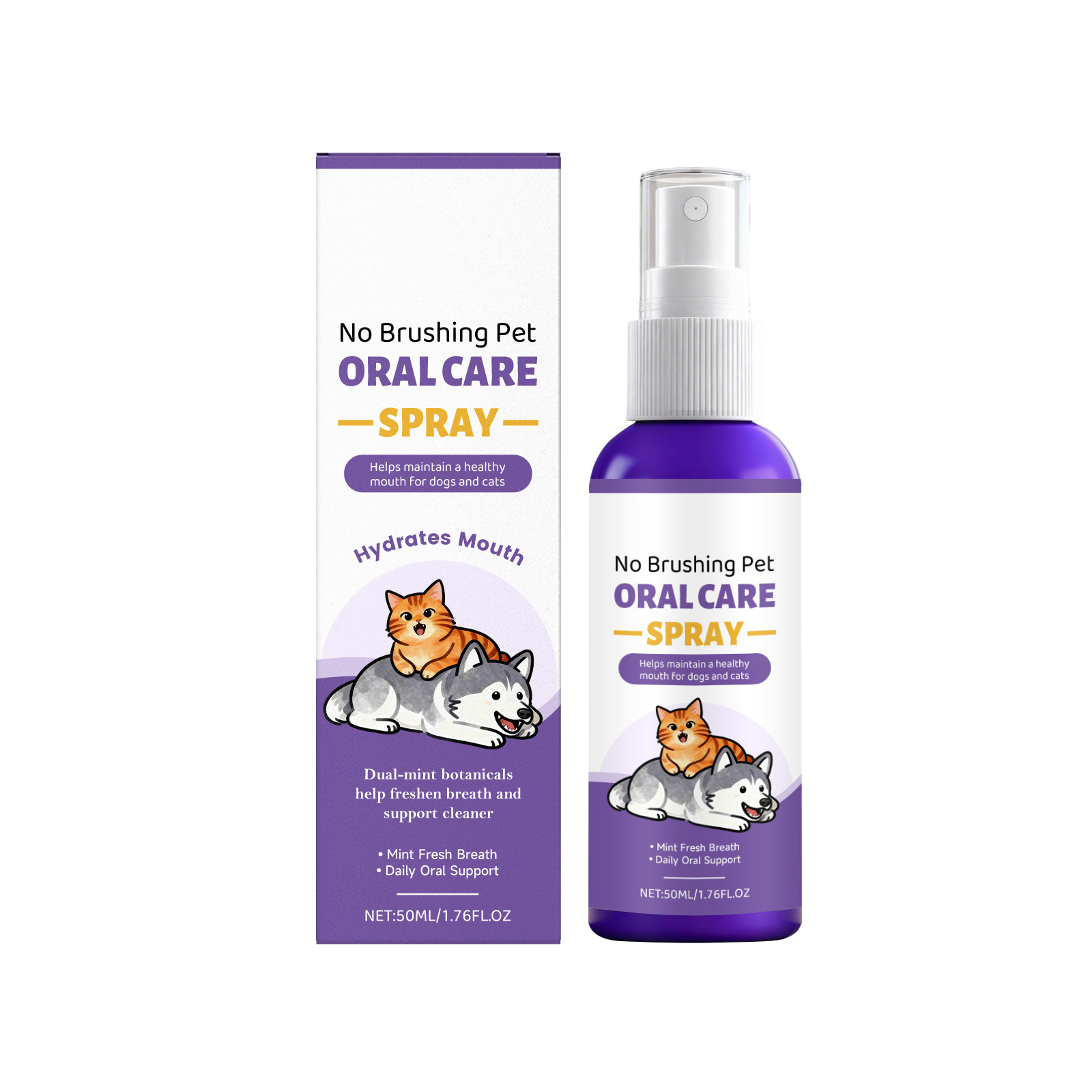 Pet Oral Care Spray Teeth Protect Fresh Remove Plaque Mild No Brush Daily General Use