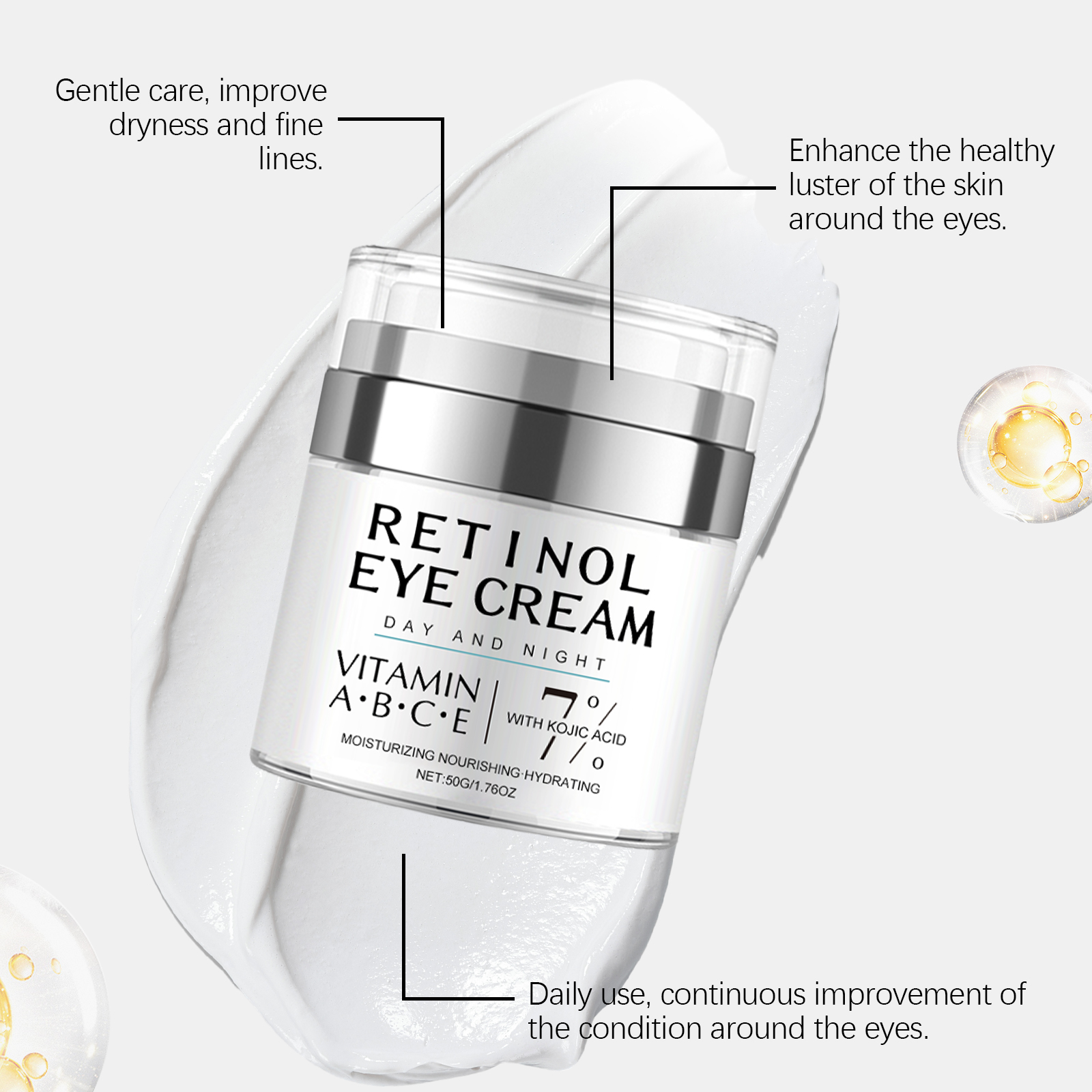 Retinol Eye Cream Fades Fine Lines Tightens Skin Mildly Nourishes Hydrates Softens Daily Eye Care