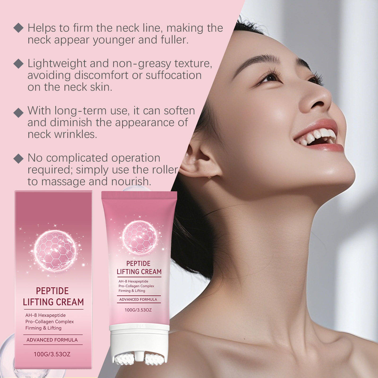 Neck Care Cream Mild Refreshing Smooth Elastic Daily Neck Roller Massage Care Ointment
