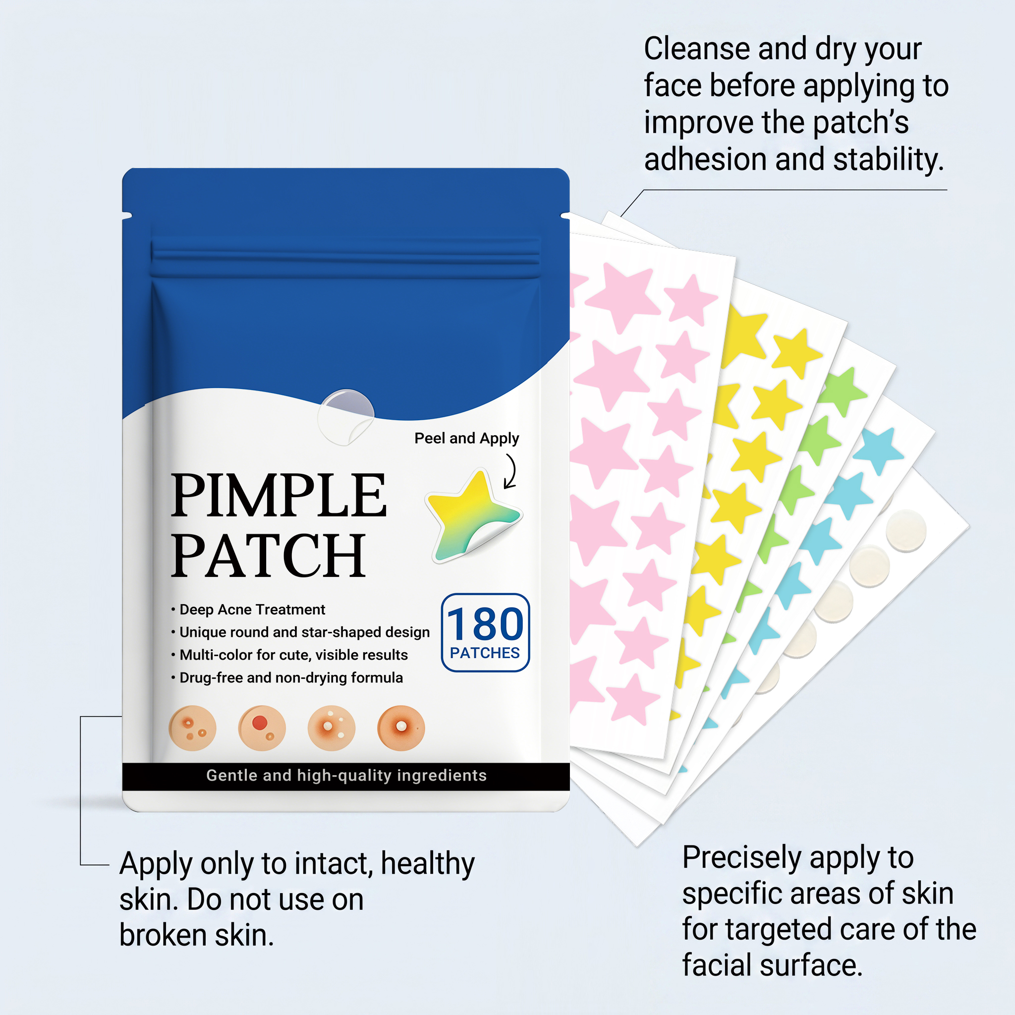 Daily Mild Cleansing Acne Care Patch Skin Gentle Breathable Smooth Comfort Facial Complexion