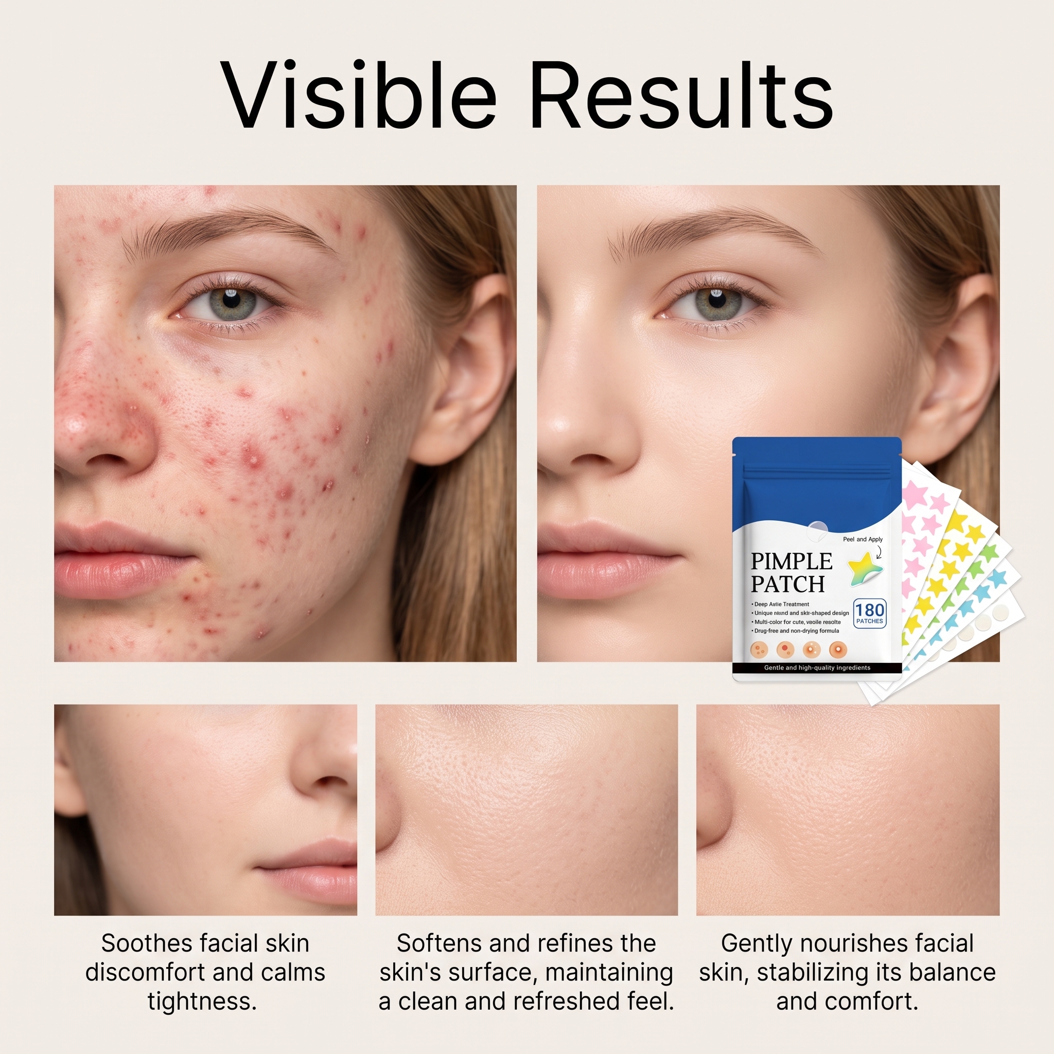 Daily Mild Cleansing Acne Care Patch Skin Gentle Breathable Smooth Comfort Facial Complexion