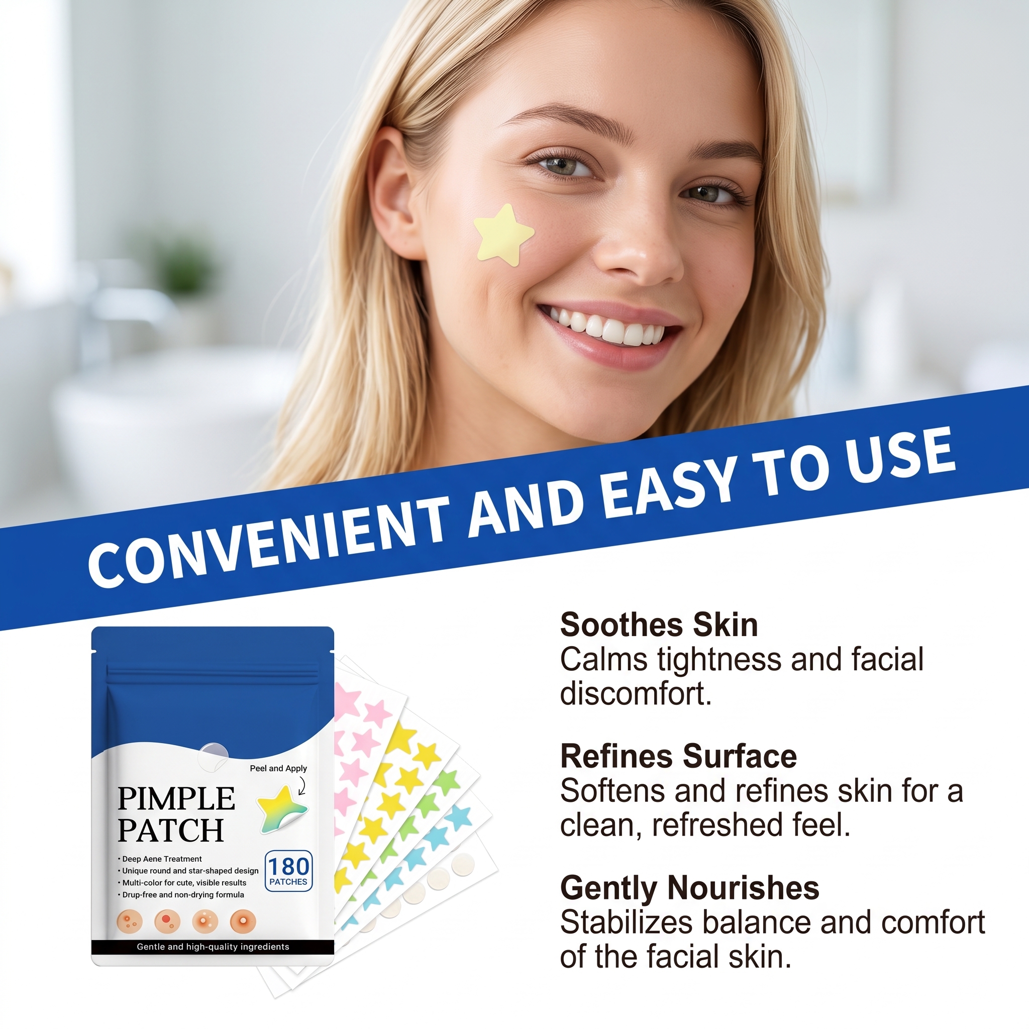 Daily Mild Cleansing Acne Care Patch Skin Gentle Breathable Smooth Comfort Facial Complexion