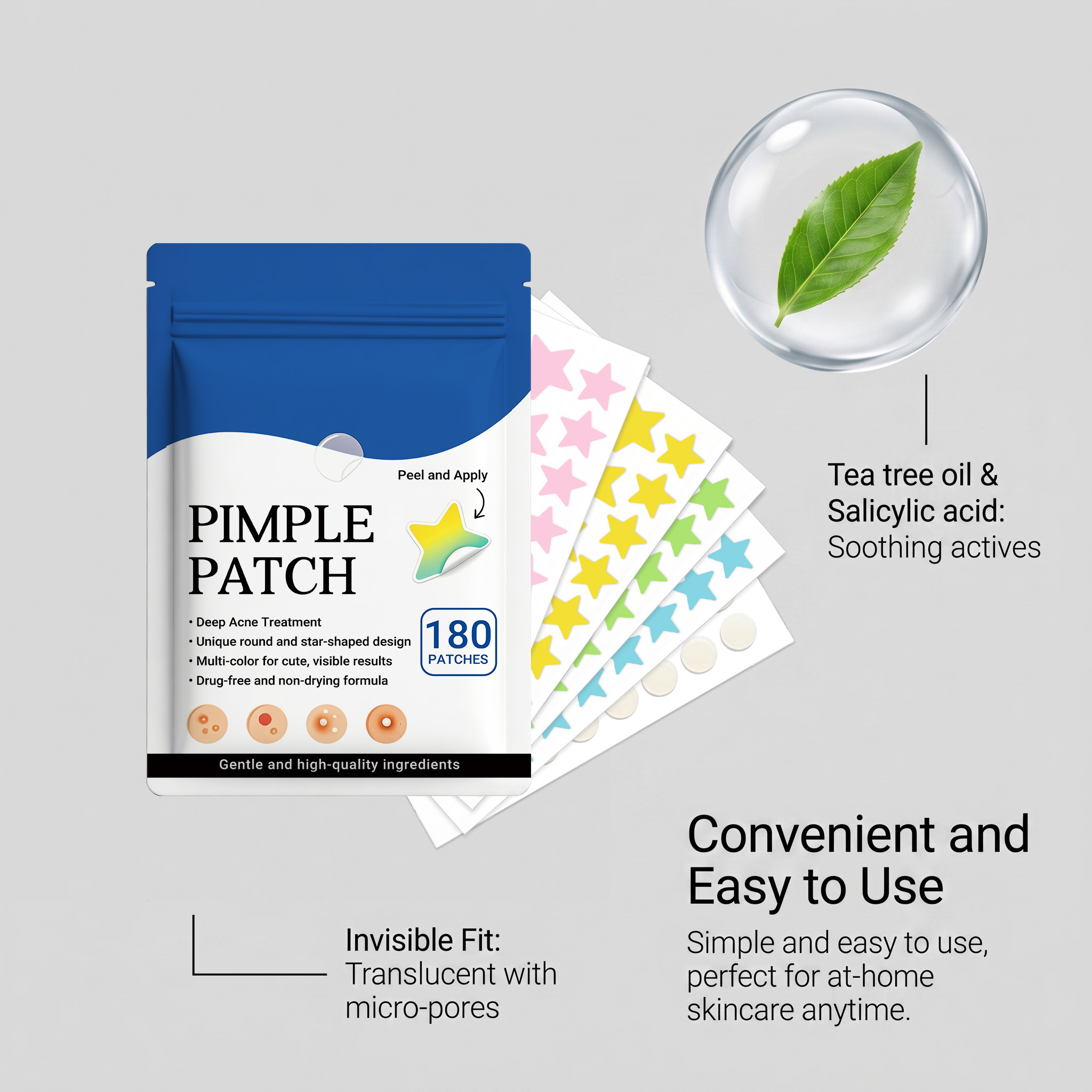 Daily Mild Cleansing Acne Care Patch Skin Gentle Breathable Smooth Comfort Facial Complexion