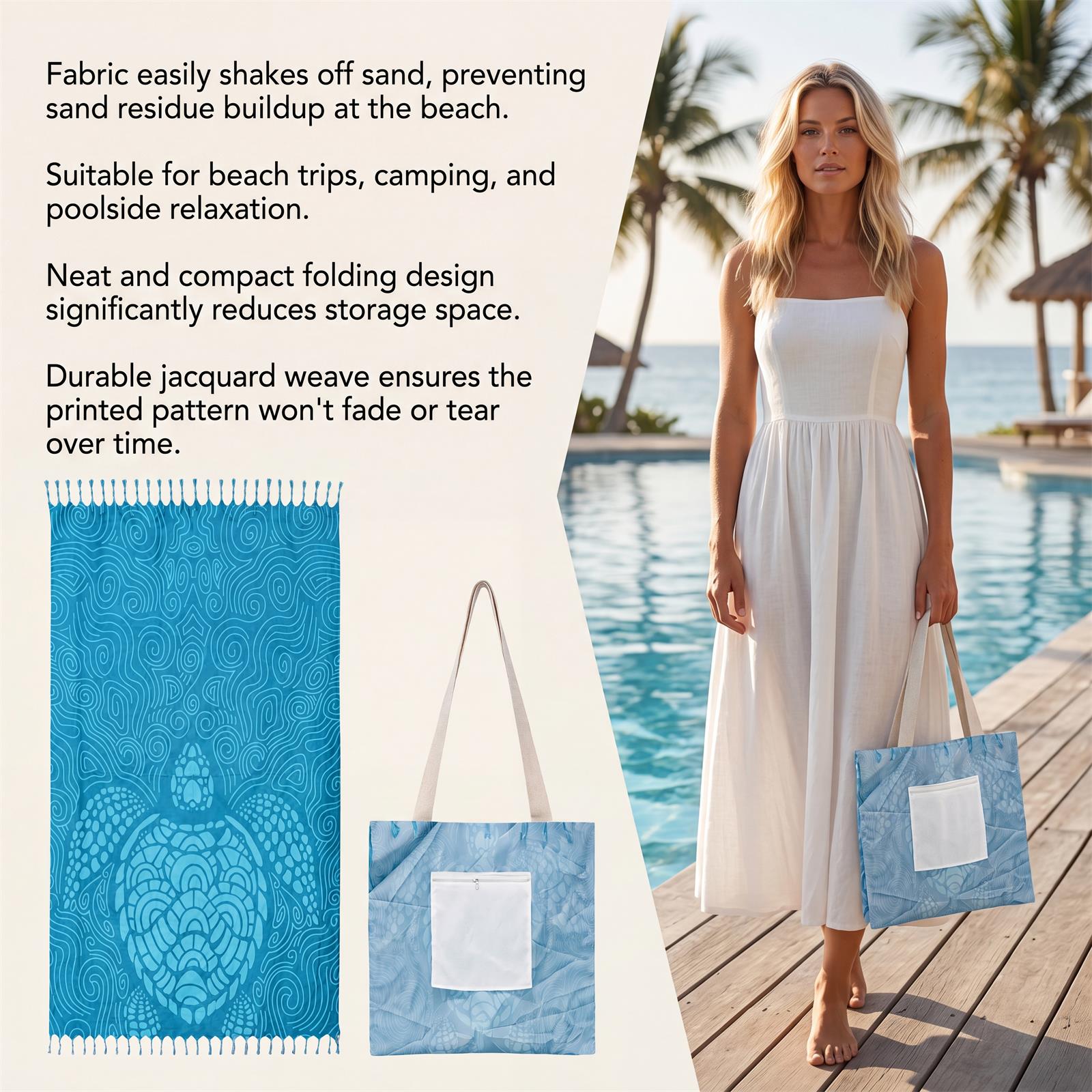 Convertible Beach Towel Bag Outdoor Camping Seaside Picnic Multifunctional Gear Portable Light Sandproof Waterproof