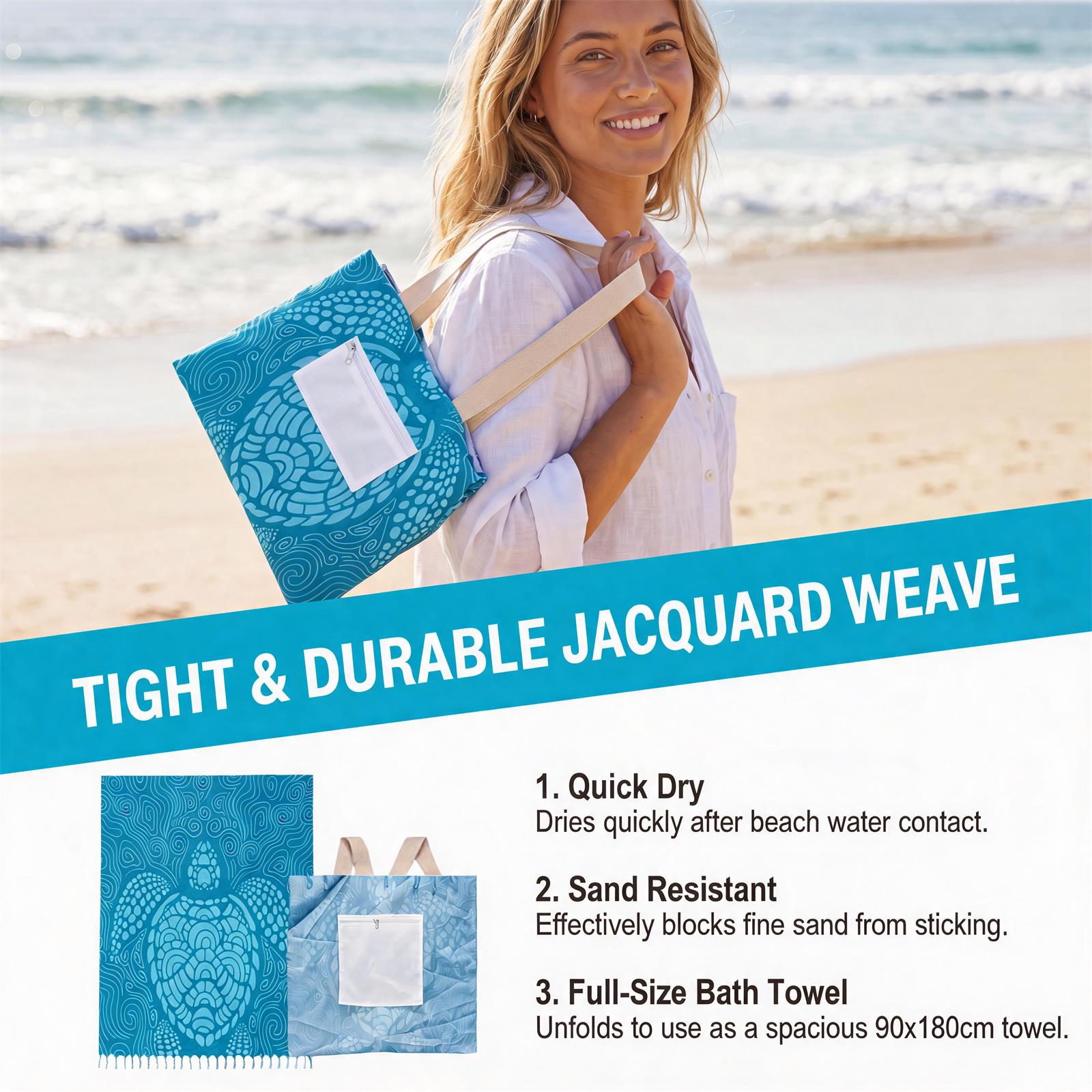 Convertible Beach Towel Bag Outdoor Camping Seaside Picnic Multifunctional Gear Portable Light Sandproof Waterproof