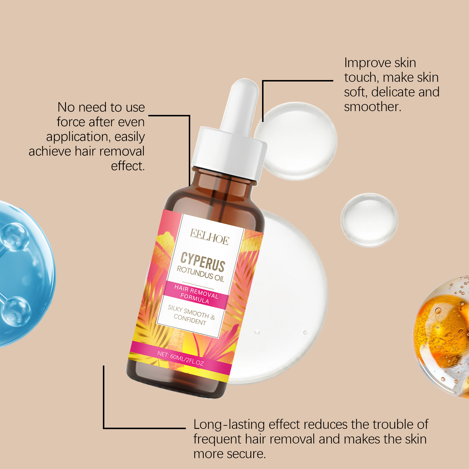 Hair Removal Essential Oil Post Depilation Soothing Moisturizing Silky Skin Plant Nourishing Care