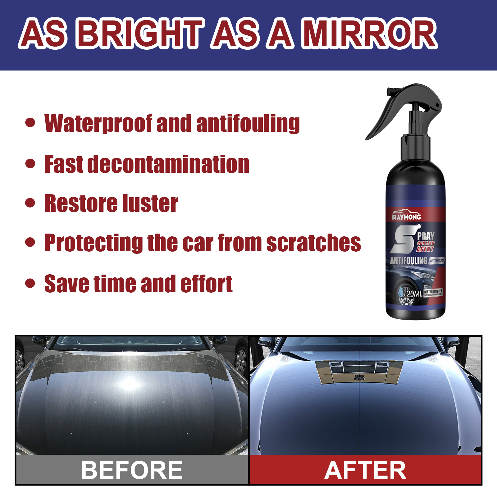 Car Coating Spray Nano Ceramic Water Repellent Dust Proof Shine Enhancer For Paint Protection And Surface Care 120ml