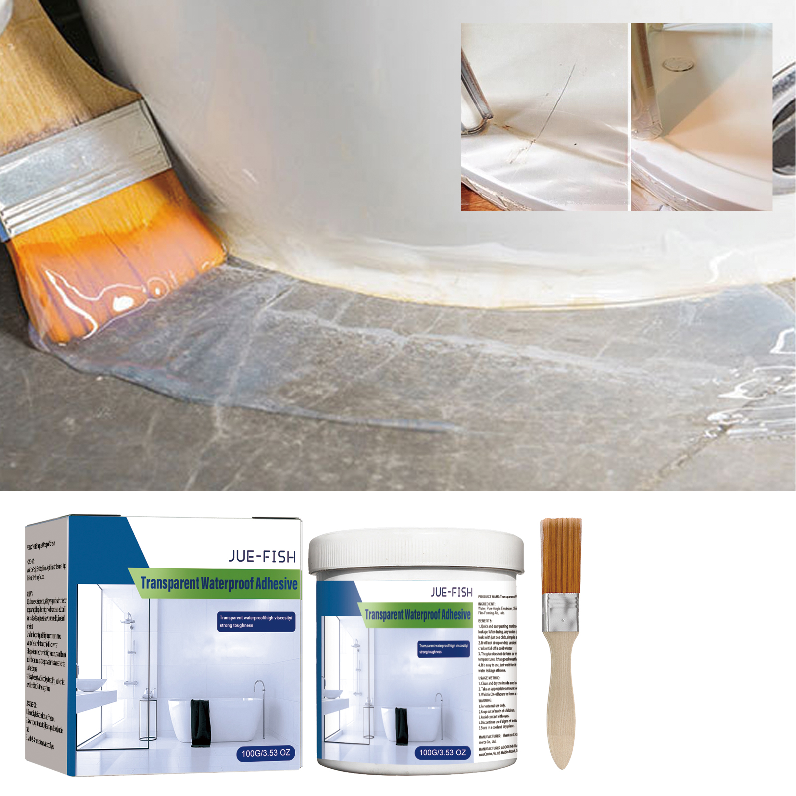 Transparent Waterproof Sealant Coating For Bathroom Balcony Roof Wall Crack Leak Repair 100g