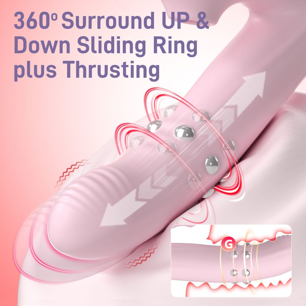 Rose Vibrator for Women G Spot Stimulation Massagers Wand Clitoral Stimulators Rotating Beads Telescopic Masturbator Adult Sex Toy Gift for Her