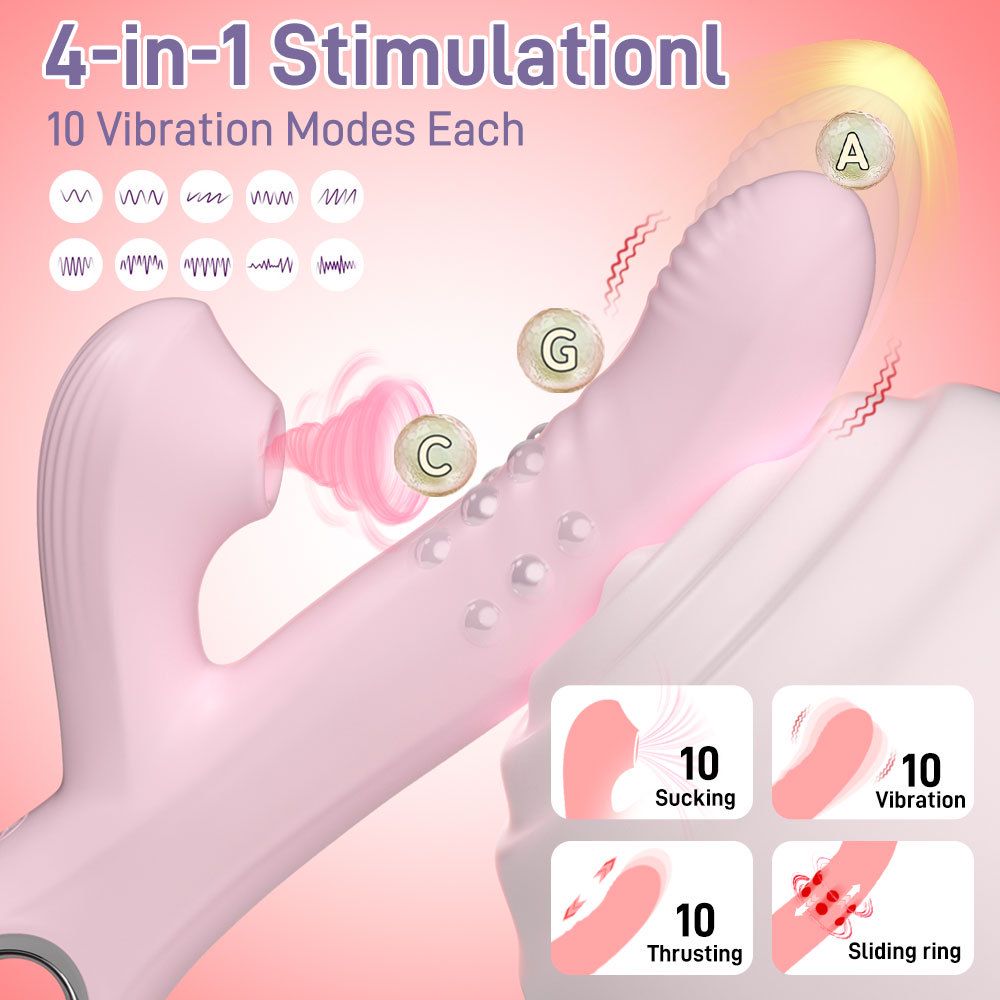 Rose Vibrator for Women G Spot Stimulation Massagers Wand Clitoral Stimulators Rotating Beads Telescopic Masturbator Adult Sex Toy Gift for Her