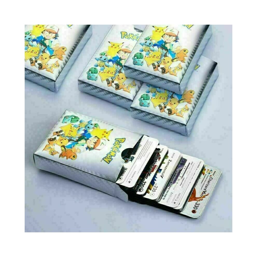 (Silver) 55Pcs For Pokemon Card Mint Vmax GX Charizard Collection Boxes