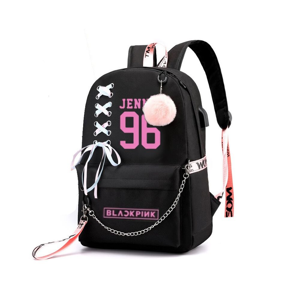 (Jennie) KPOP BlackPink Girl's Backpack USB Laptop Bags