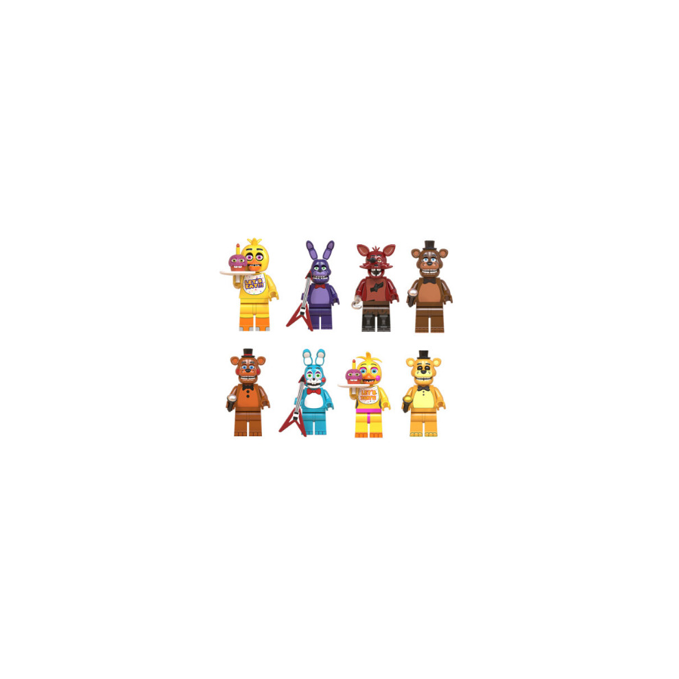 8PCS Five Nights At Freddys FNAF Bunnie Game Action Toys Building Block Minifigures