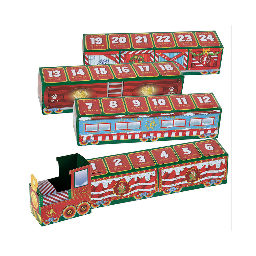 Christmas Countdown Advent Calendar 24 Days Countdown Calendar Elf On Train Surprises Blind Boxs North Pole Xmas Gift Set for Family Kids Boys Girls Adults