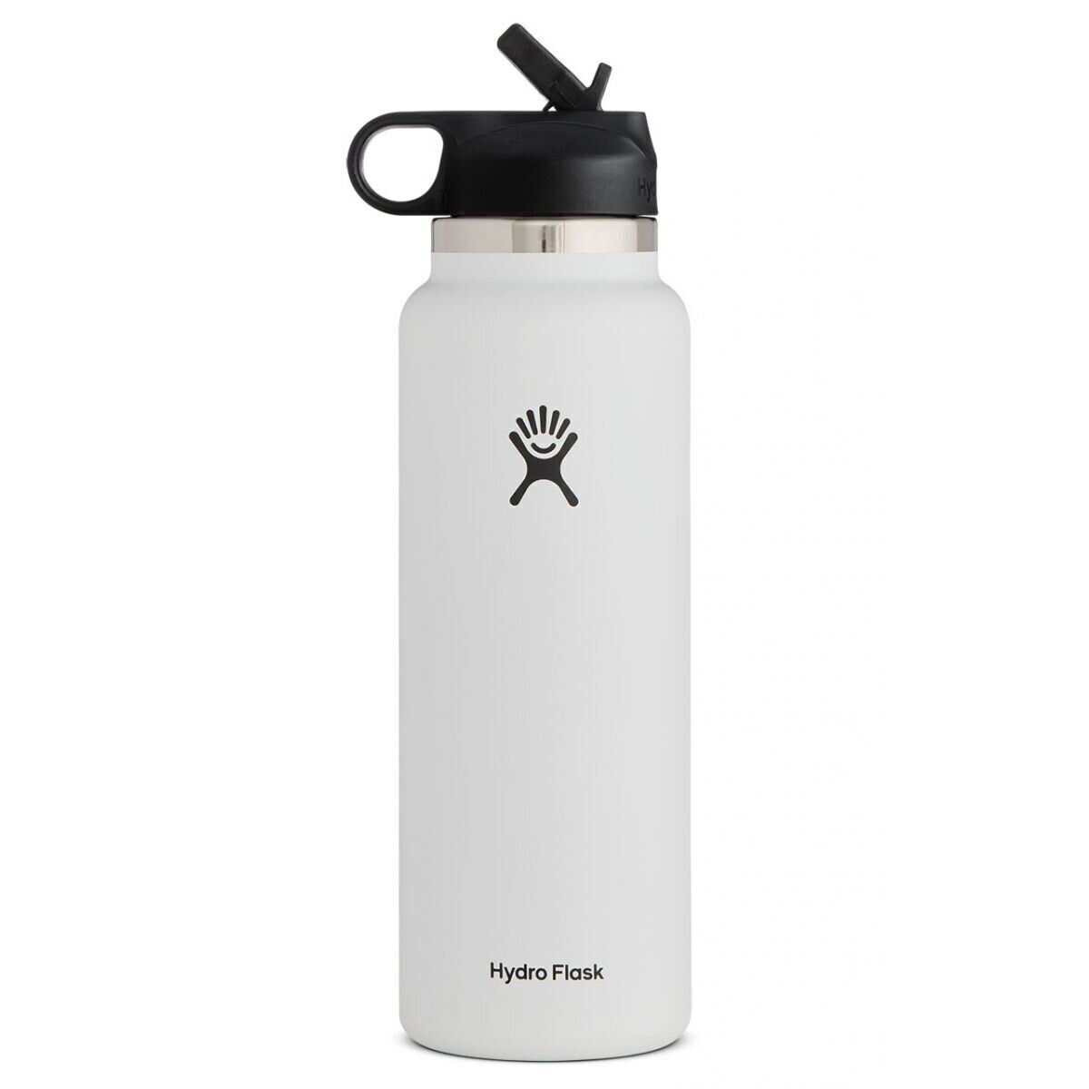 (White) Hydro Flask Water Bottle 32oz Vacuum Insulated Stainless Steel Wide Mouth Leak Proof Straw Lid with Strap Unisex Travel Bottle Reusable Coffee Mug