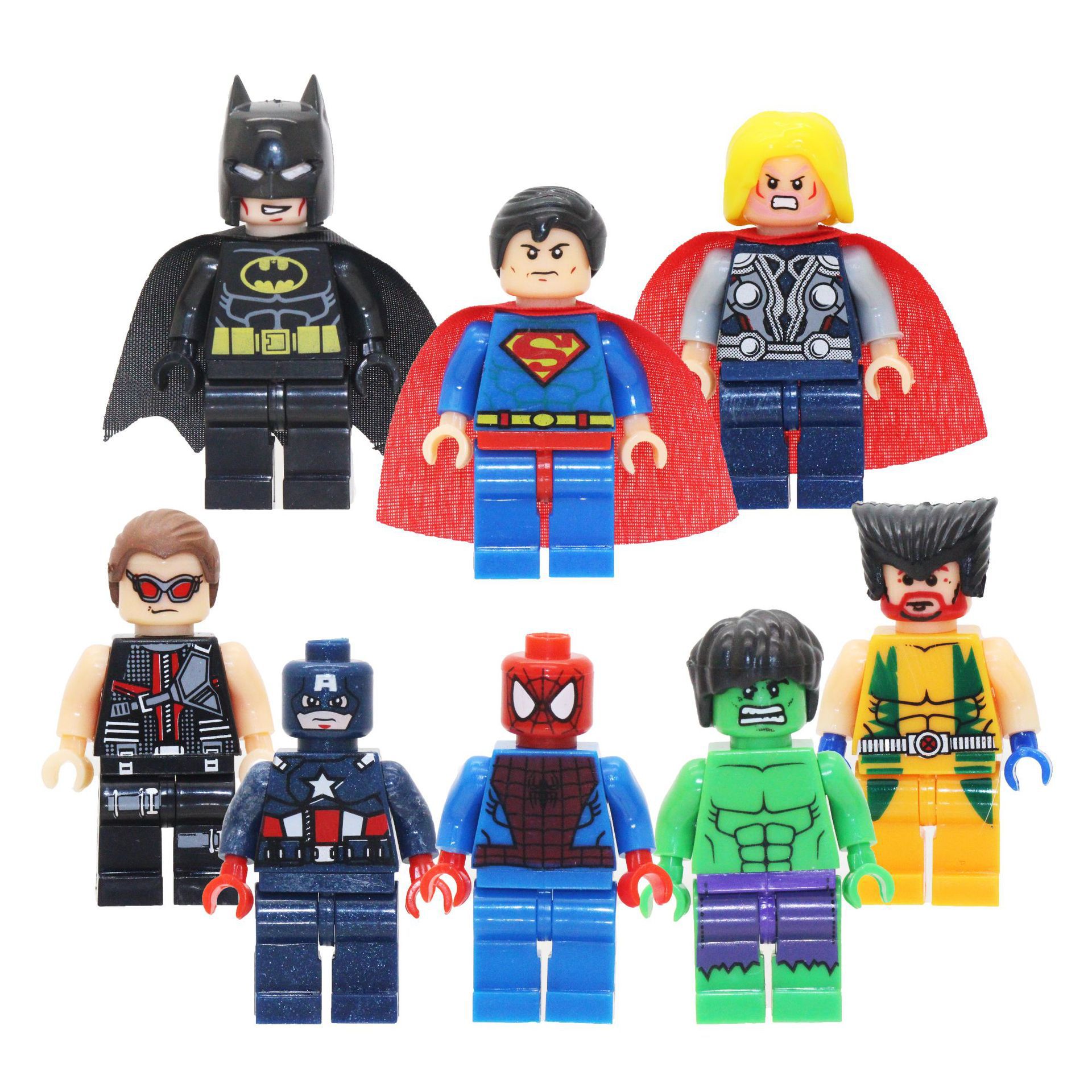 Minifigures Building Blocks Kit 9pcs Superhero Action Figures Toys for Superhero Movies Fans Kids Boys Girls Collection and Display Toy Gifts for Birthday Christmas Easter Childrens Day