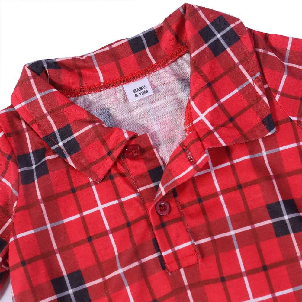 (KIDS 2Y) New Year Christmas Plaid Print Family Matching Pajamas 2023 Parent-child Matching Pajamas Set Christmas Family Outfits Plaid Printed Long Sleeve Shirt+Pants Sleepwear Soft Pyjamas