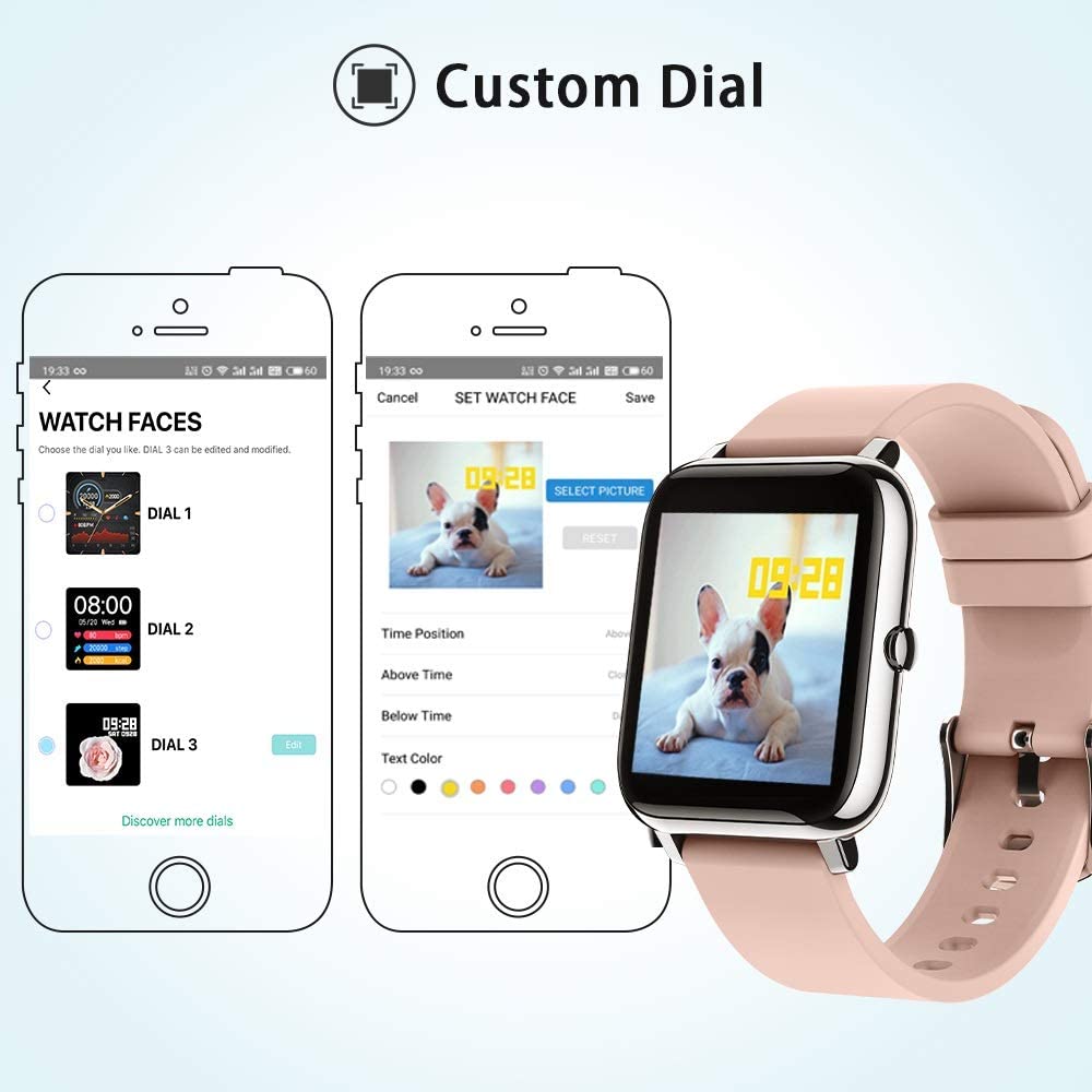 Smart Watch Sport Clock Fitness Tracker Bracelet Heart Rate Monitor Sleep IP67 Smartwatch for Android IOS Women Pink