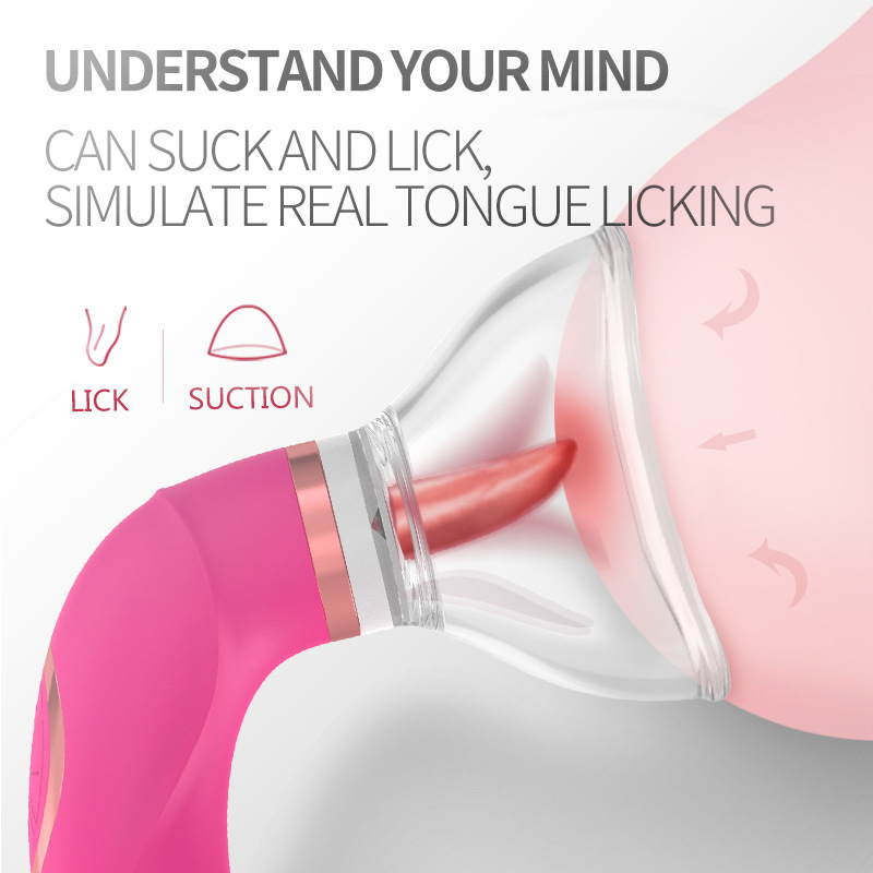 (Pink) Sex Toy for Her G-spot Stimulator Toy for Women Vagina Anal Suction Massager Tongue Licking Design Vibrating Clit Sucker Couple Gift