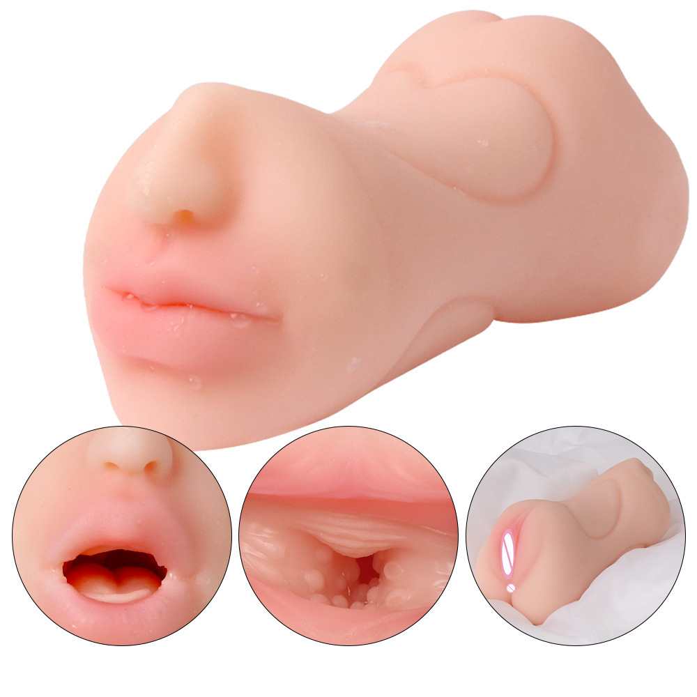 Vagina Sex Toy For Men Masturbator Cup Sex Product Love Doll 3 In 1 Silicone Mouth Anal Vegina For Men Sex Masturbation Male Pocket Pussy Fit for Penis Exercise