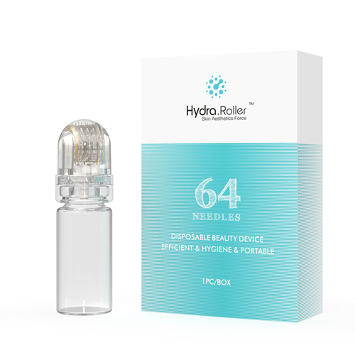 Hydra Derma Roller 64 Pin Micro Titanium Microneedling Tips Derma Needles Whitening Bottle Roller Serum Injection for Skin Care Anti Aging Face Body Beard Hair Growth 10ml