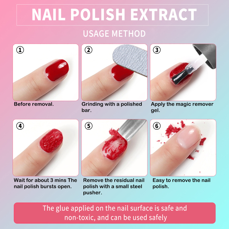 (1 Pack) Nail Polish Remover Magic Burst Gel Polish Remover Soak Off Primer Coat Cleaner Nail Degreaser Nail  UV Gel Remover Liquid Manicure Tools 15ml
