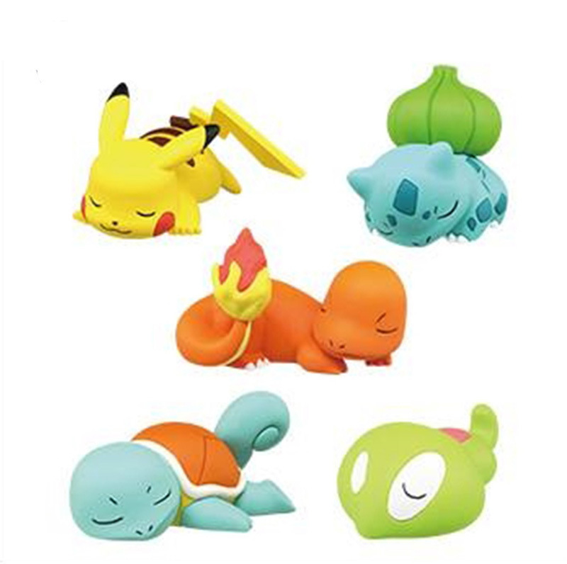 Pokémon Figure Toys Goodnight Friends Sleeping Series Mini Monster Pikachu Toys 5Pcs Collection Toy Set for Kids