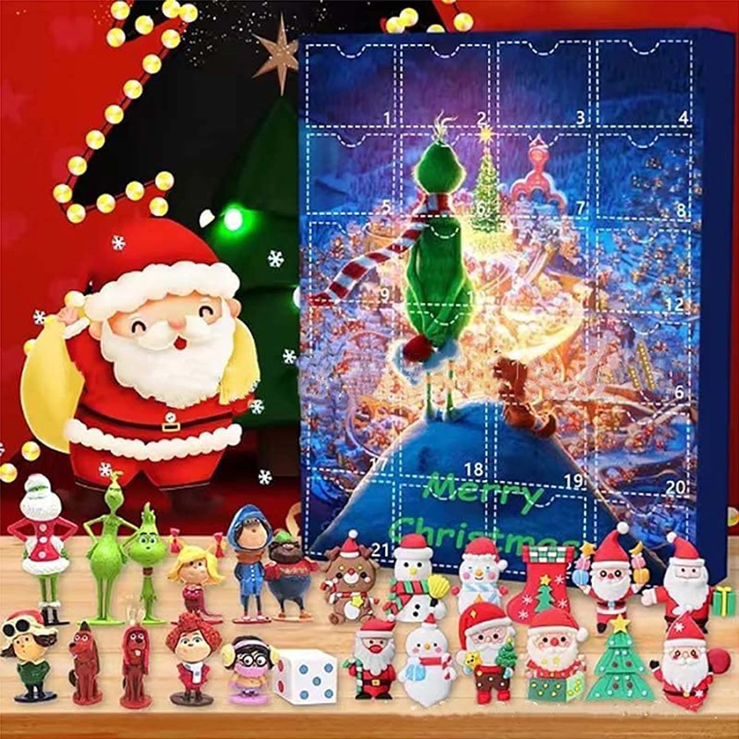 Christmas Advent Calendar 2023 Grinch Christmas 24 Days Countdown Calendar for Kids Adult Elf Figures Doll Xmas Vacation Stocking Stuffer Idea Gifts