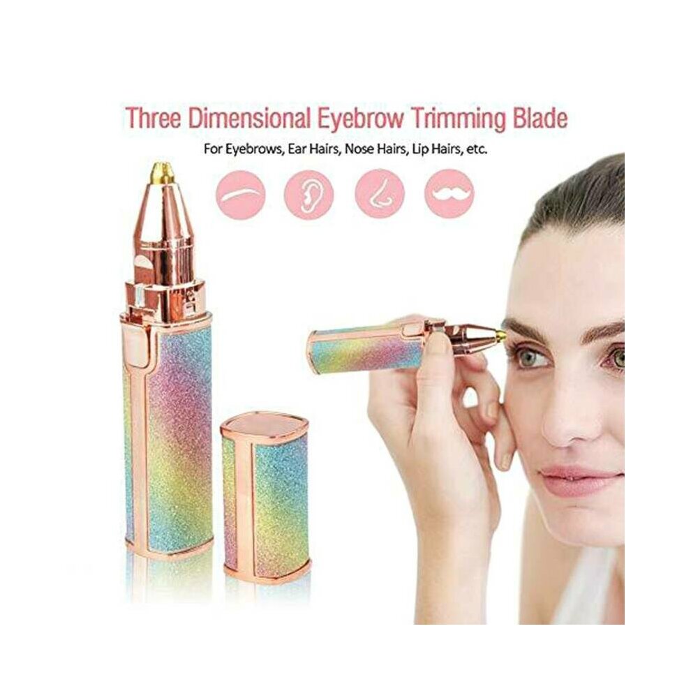 (Starry Sky) Flawless Brows Facial Hair Remover for Women 2 in 1 Electric Eyebrow Trimmer Face Hair Removal Painless Electric Remover Lady Shaver