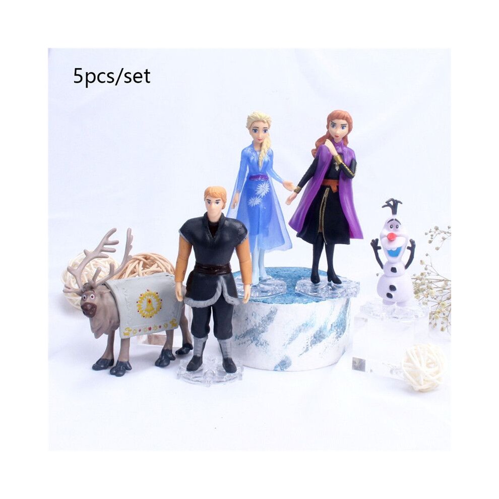 5pcs Snow Queen Anna Elsa Frozen 2 Olaf Sven Kristoff Princess Action Figure Toy