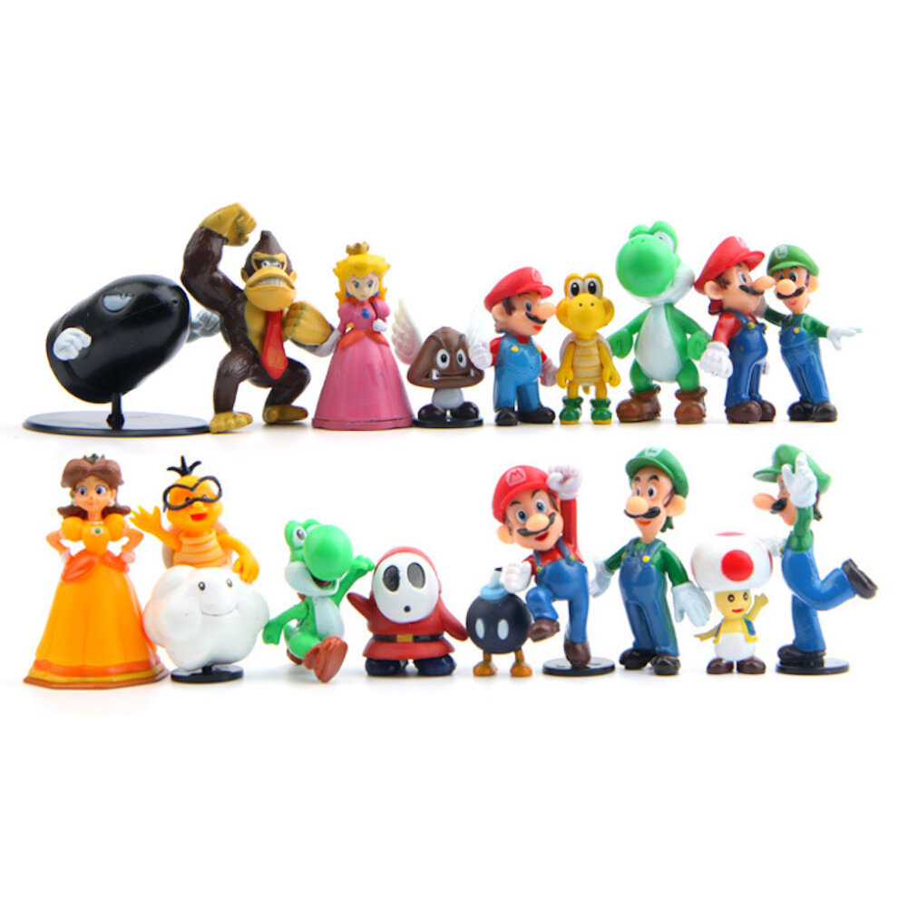 18pcs Super Mario Princess Goomba Bowser Figure Doll Decoration