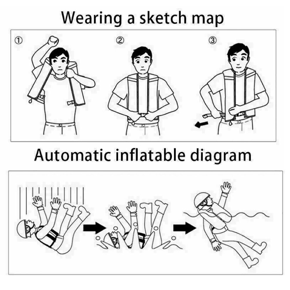 Life Jackets Adult Automatic Inflatable Kayak Swim Surf Buoyancy Vests