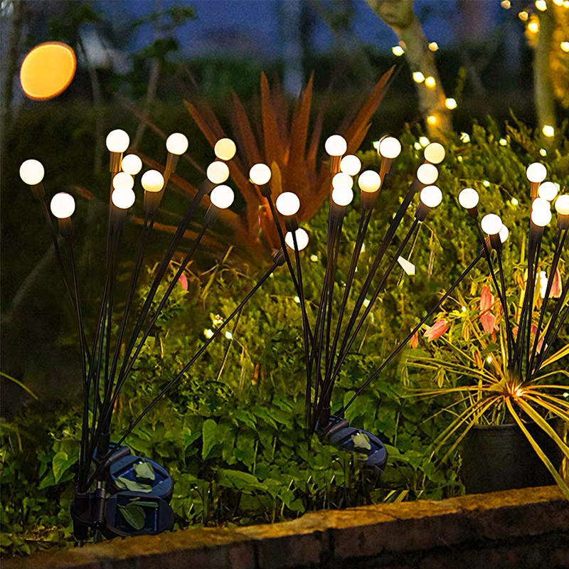 (Warm White) Swaying Solar Garden Lights Firefly Lights Decorative Outdoor Lights Yard Lights Dancing Fireflies Lights for Path Fence