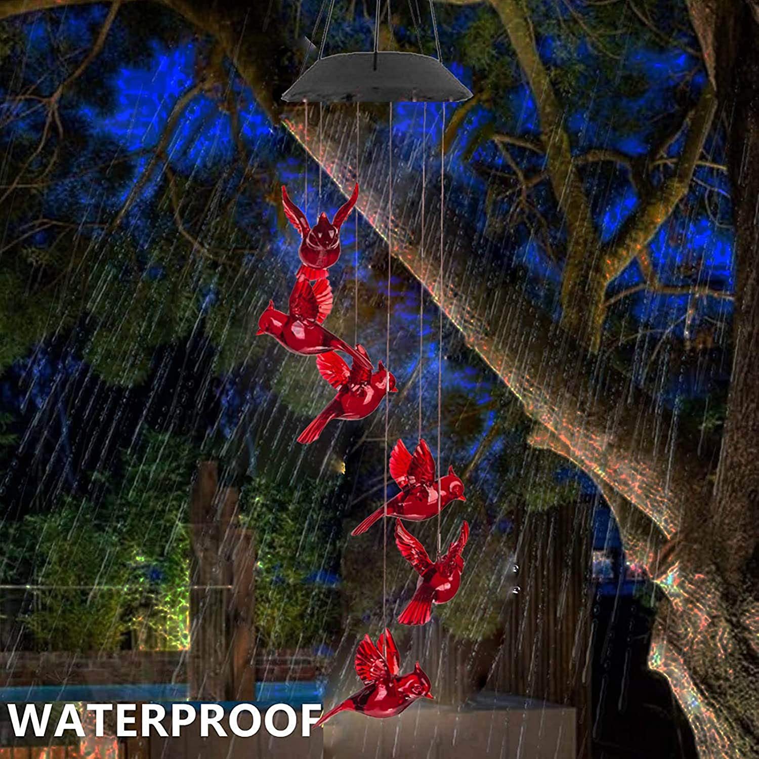 Cardinals Solar Wind Chimes Light  Garden Courtyard Lawn Decoration Gifts