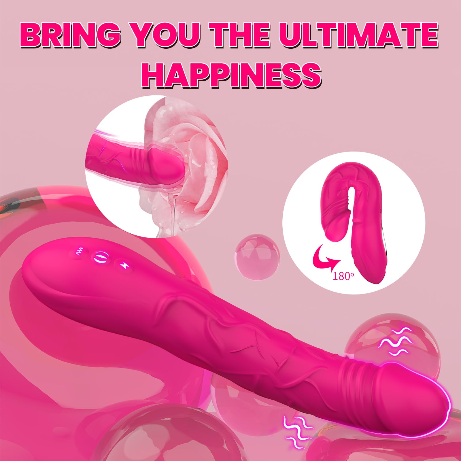 (Pink) Realistic Dildo Vibrator Sex Toys for Couples Men Women 9 inch G Spot Vibrator Clitoral Stimulator Adult Sex Toys with 10 Powerful Vibration Modes