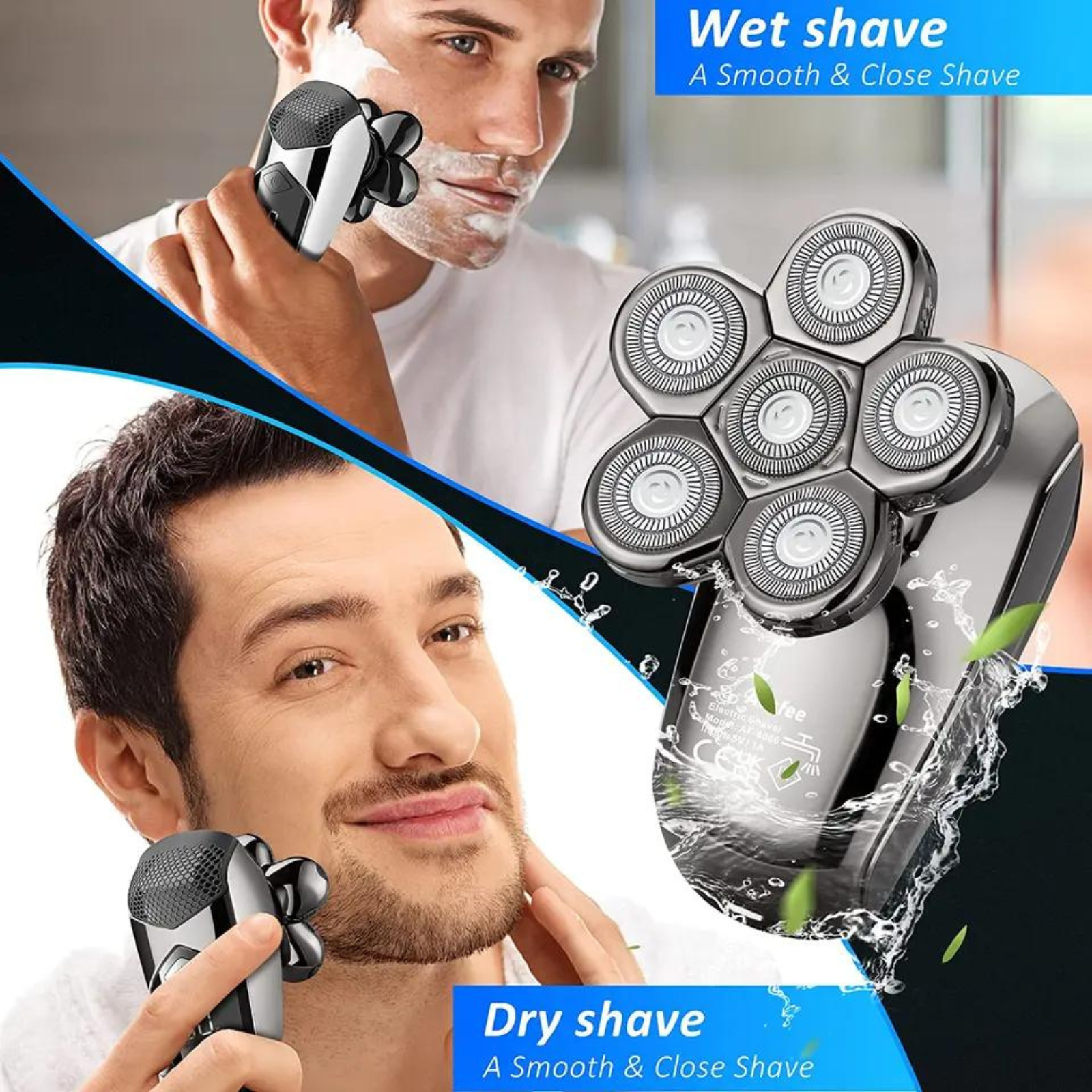 Head Shavers for Men Electric Razor 6 in 1 Hair Bald Head Shaver Cordless LED Trimmer Electric Shavers Waterproof Wet Dry Rotary Shaver Grooming Kit.